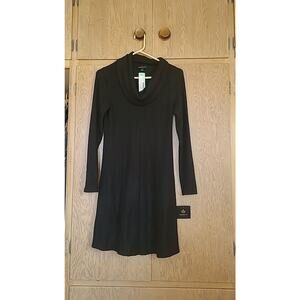 NWT Fortune + Ivy Womens S Elisha Cowl Neck Hacci Knit Dress Black Gothic Goth